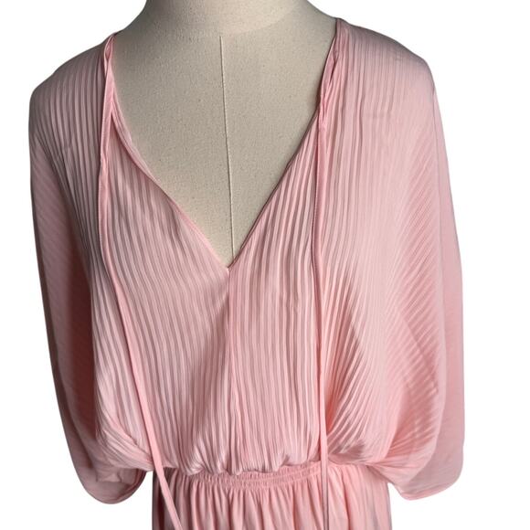 Ramy Brook Harmonie Dress Candy Pink Elegant Midi Pleated Batwing Sleeve size S - Picture 5 of 11
